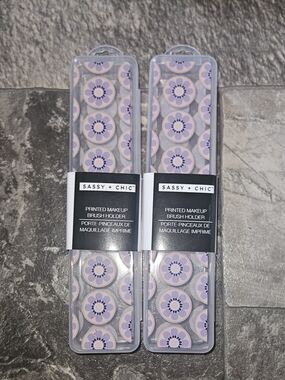 2 x Sassy + Chic Lavender Floral Printed Makeup Brush Holders *Viral Item* BNIB